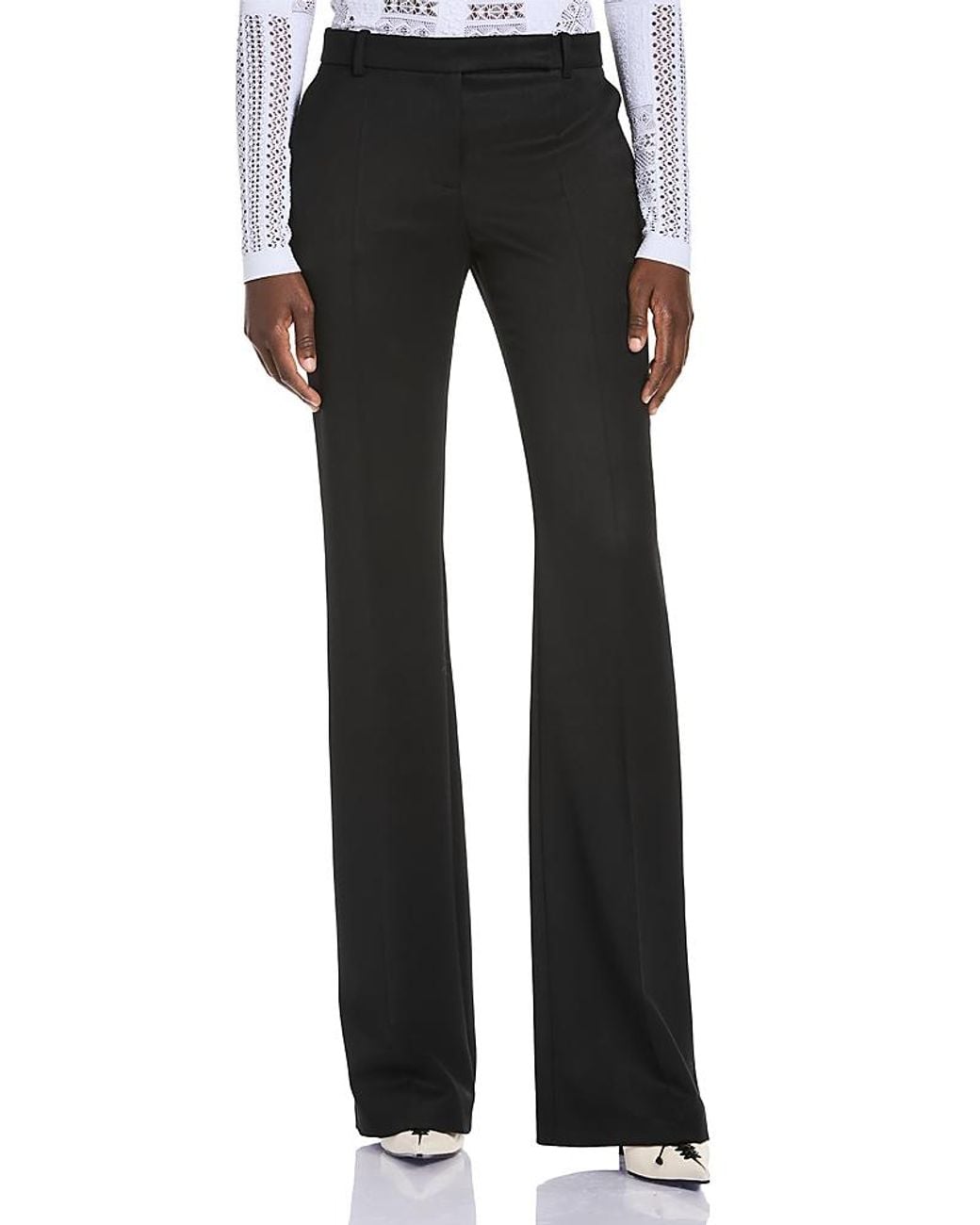 McQueen Black Wool Barathea Bootcut Leg Pants