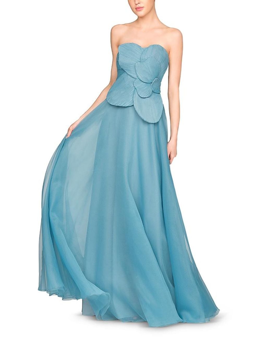 THEIA Blue Lyon Structured Bodice Gown