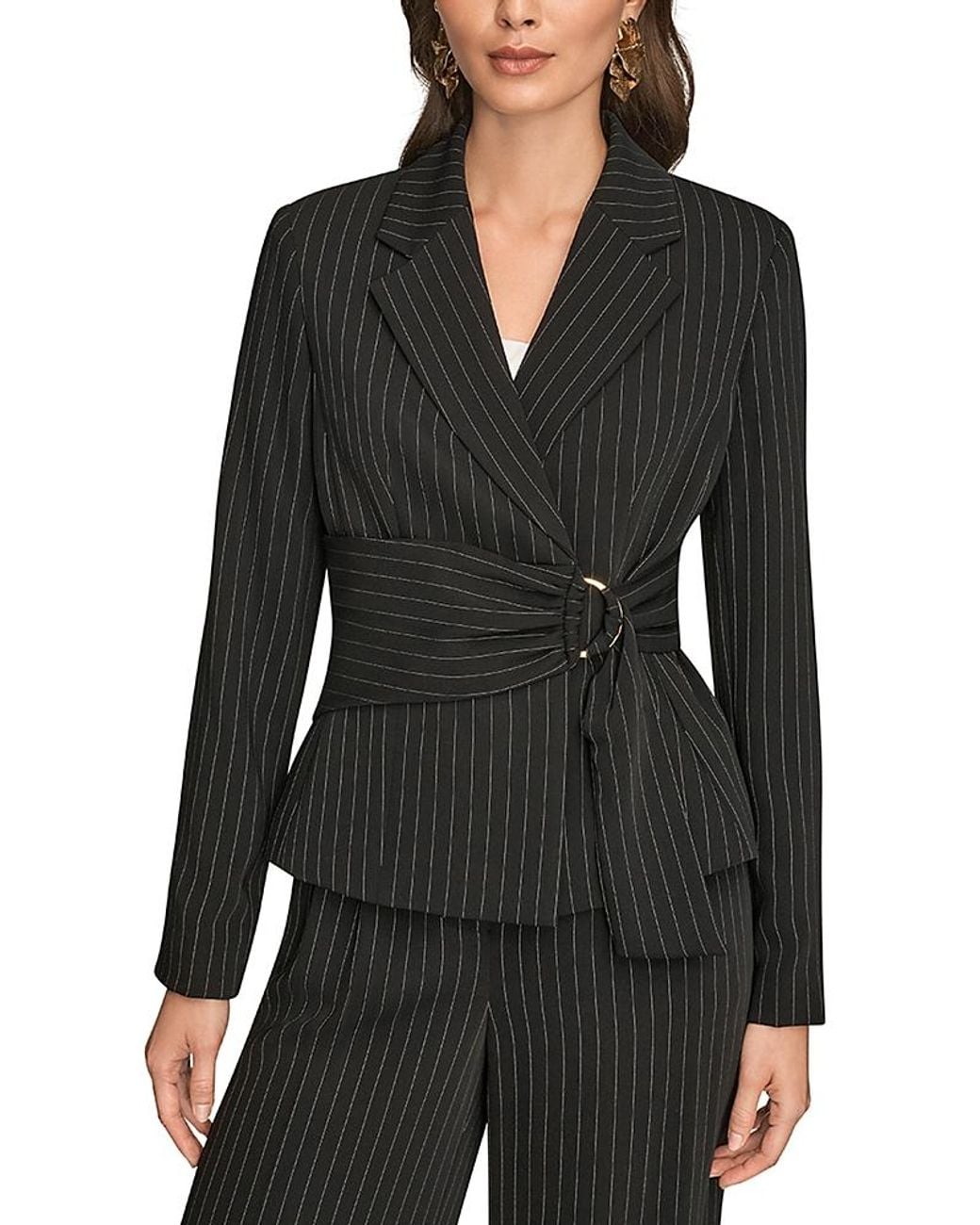 Donna Karan Black Belted D Ring Blazer