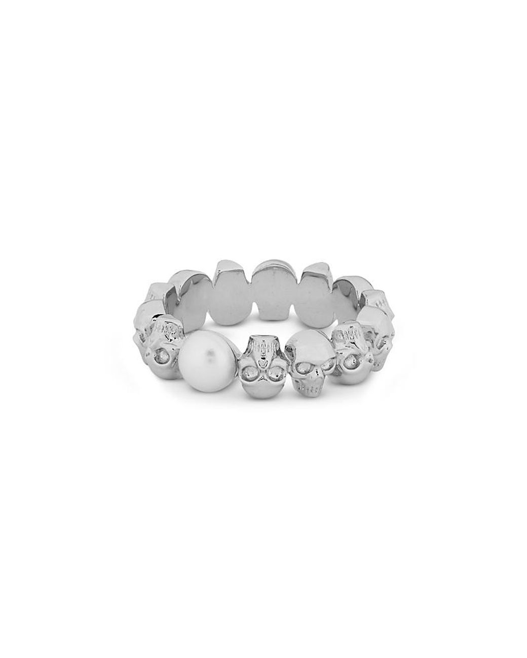 McQueen White Skull Ring for men