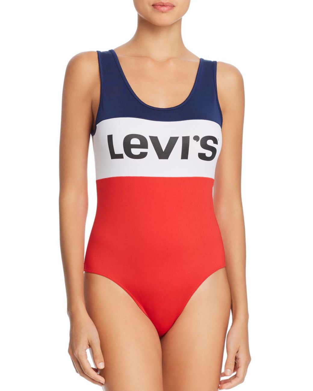 Levi's Synthetic Color-blocked Logo Bodysuit in Red | Lyst