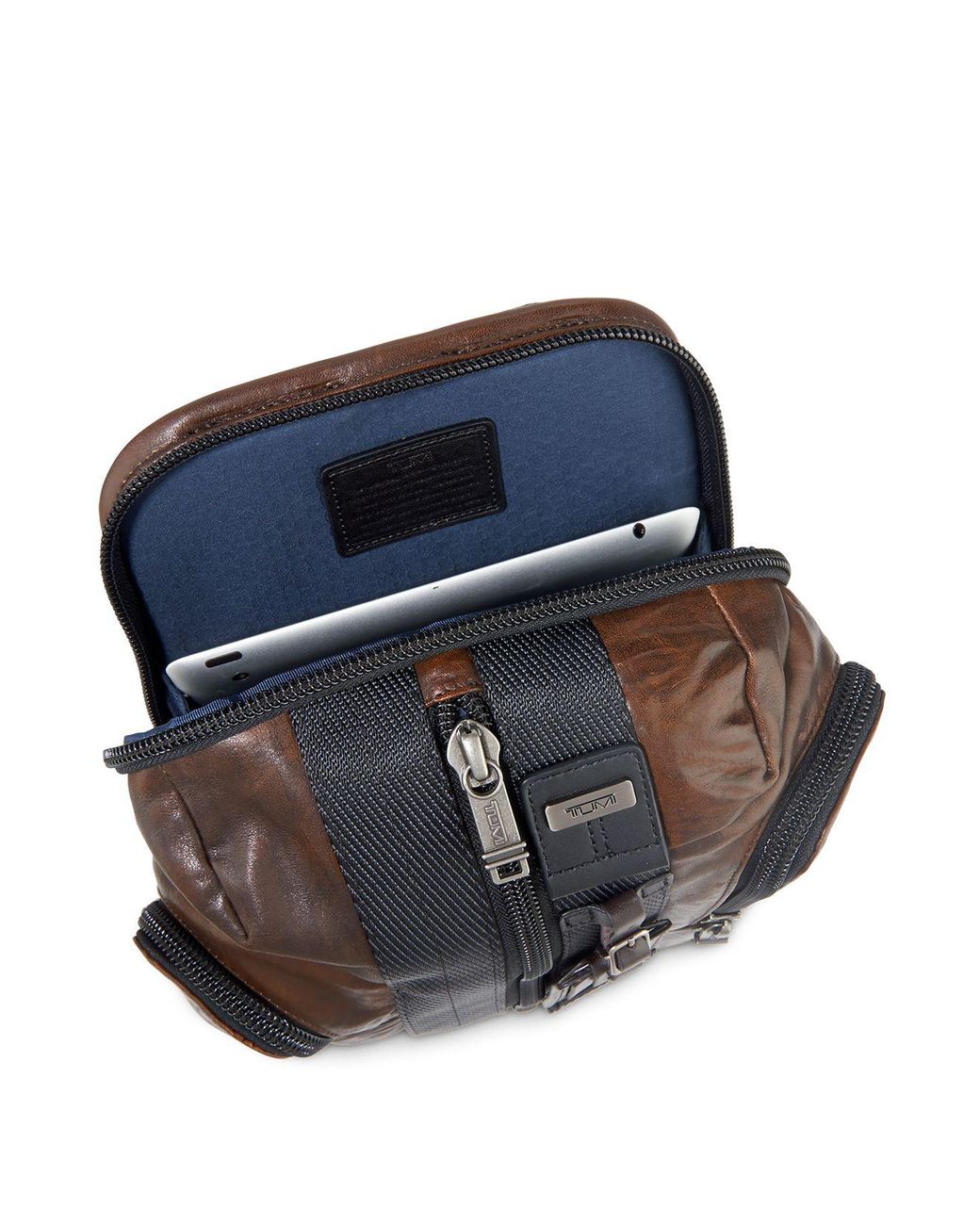 Tumi Alpha Bravo Saratoga Leather Sling in Brown for Men | Lyst