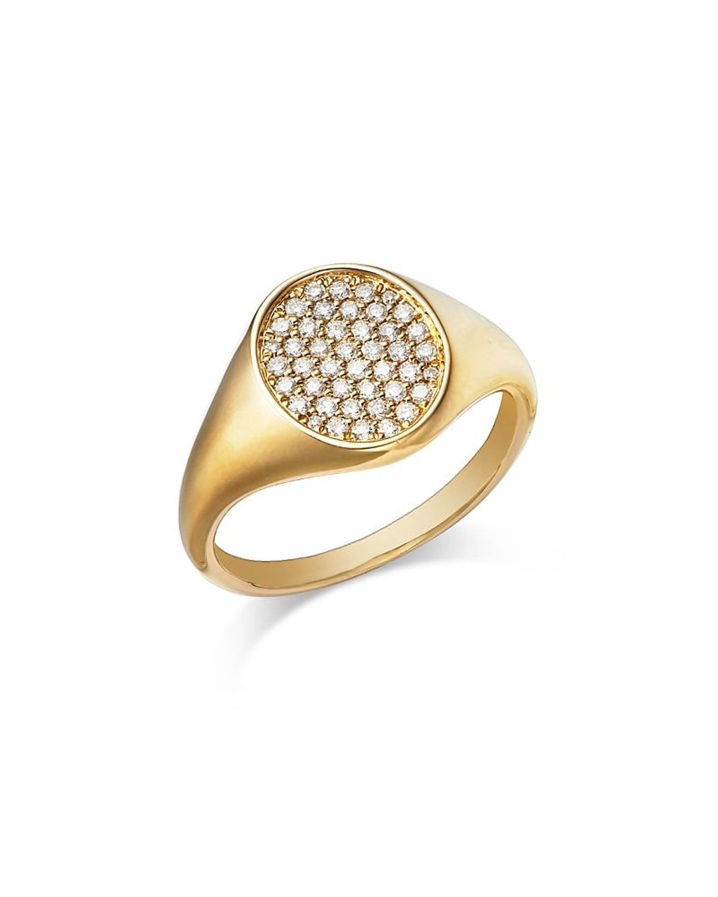 Bloomingdale's Fine Collection Diamond Pave Signet Ring in Metallic | Lyst