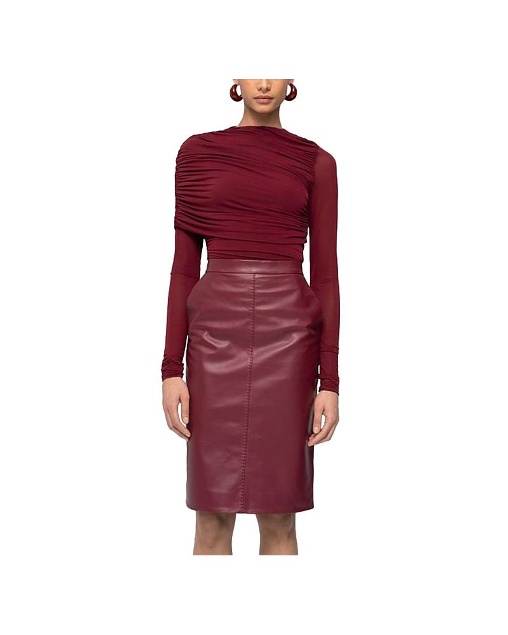Ronny Kobo Dorian Leather Skirt in Red | Lyst Ronny Kobo Dorian Leather Skirt in Red | Lyst
