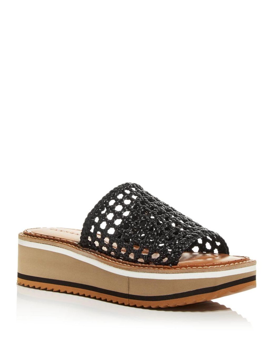 leather platform sliders