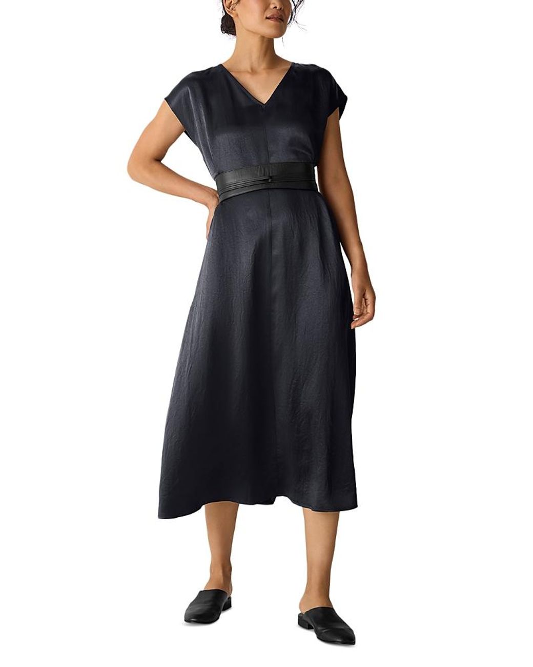 high neck pleated midi dress Navy High Neck Puff Sleeve Zig Zag Hem Pleated Midi Dress – AX Paris US