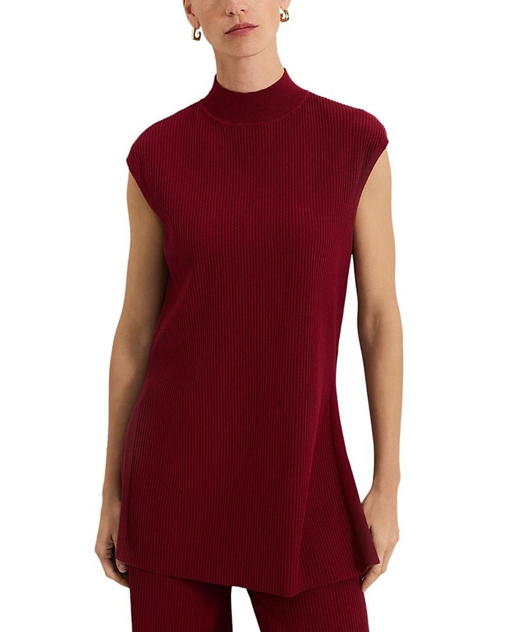 Phase Eight Red Lori Ribbed Tunic