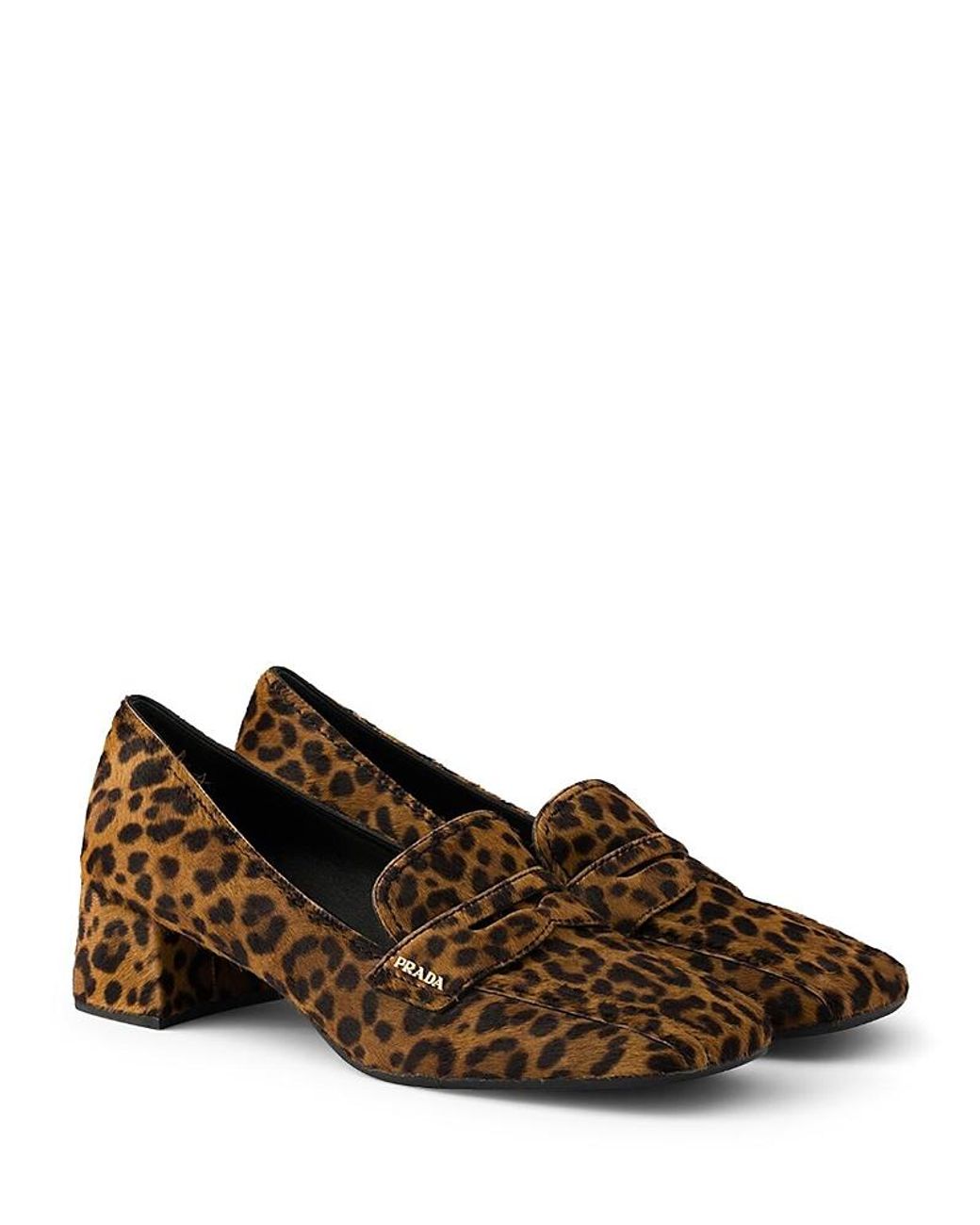 Prada Brown Printed Leather Loafers