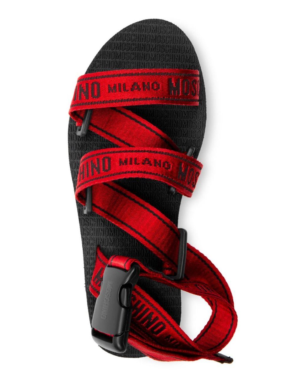 Moschino Synthetic Logo Sporty Platform Sandals in Red | Lyst
