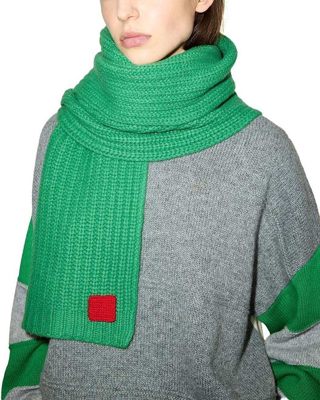 MAX&Co. Green Abaccano Ribbed Wool Scarf
