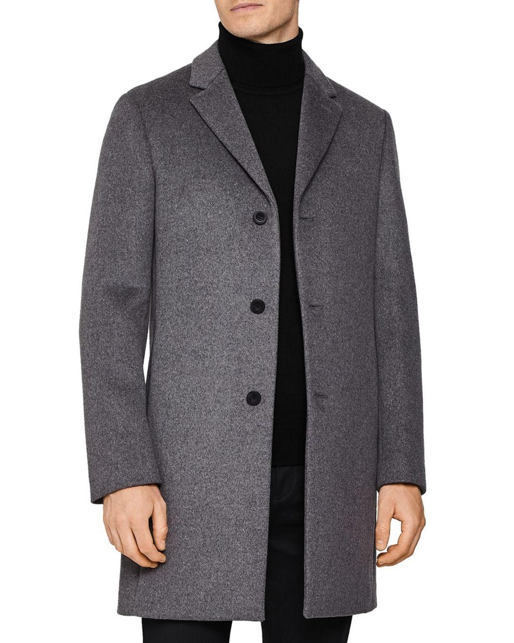 Reiss Wool Gable Epsom Regular Fit Overcoat in Charcoal (Gray) for Men ...