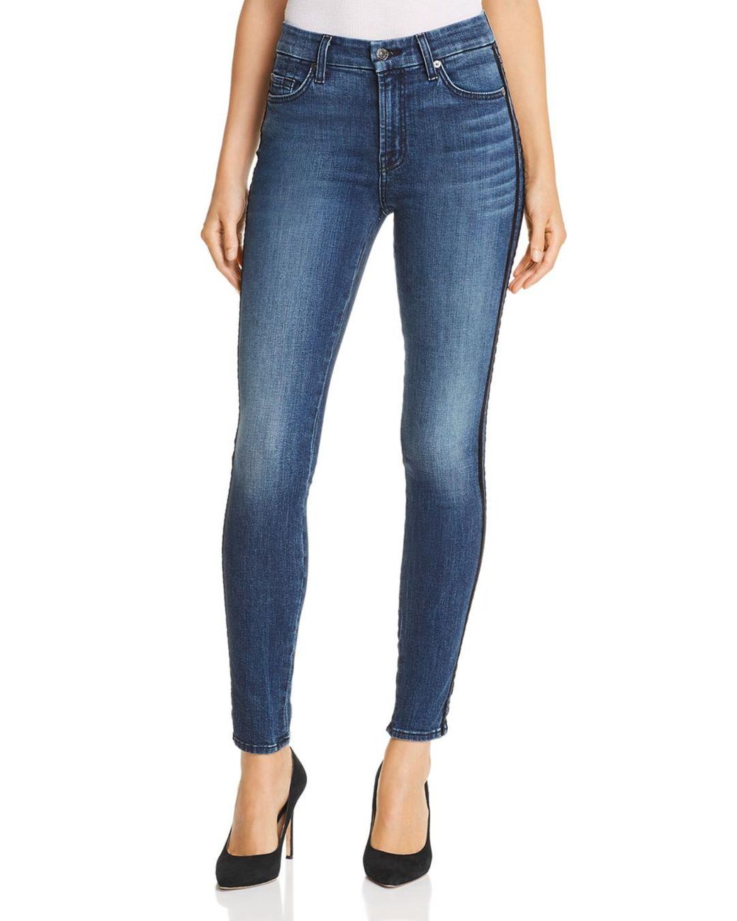 Stripe Ankle Skinny Jeans In B(air 