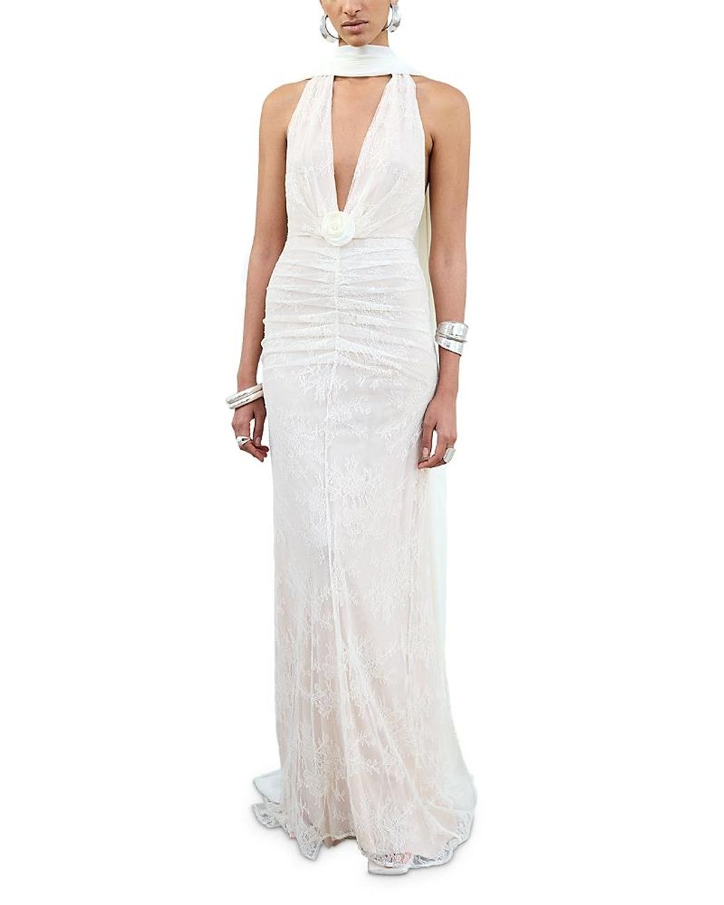 De La Vali White Amora Backless Maxi Dress