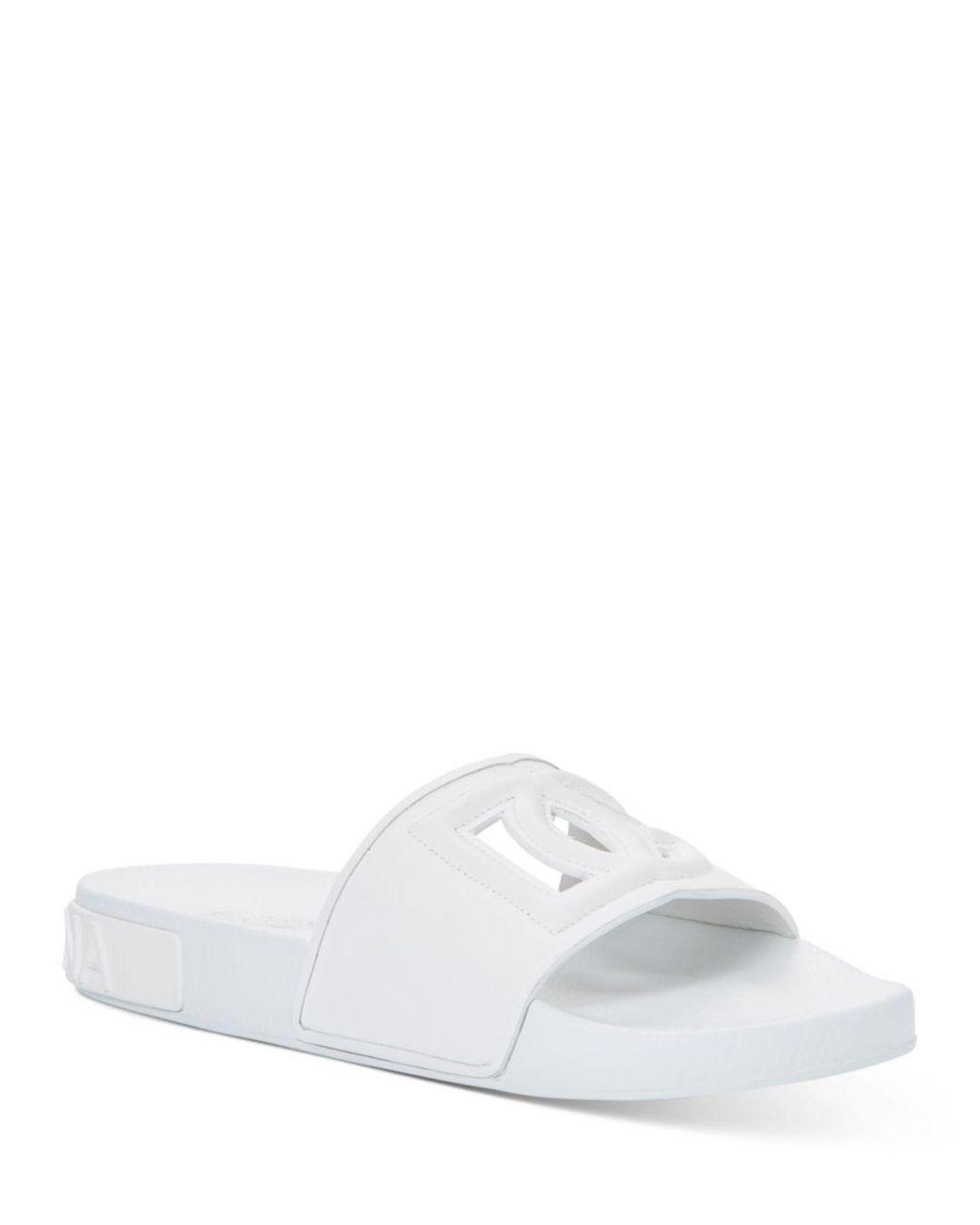 Dolce & Gabbana Monogram Beachwear Slide Sandals in White - Lyst