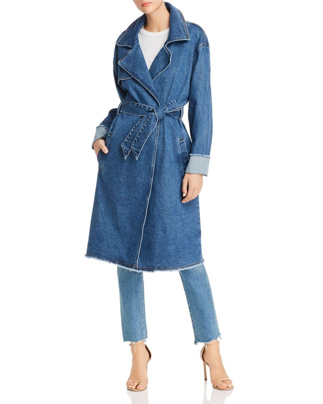Guess Denim Trench Coat in Blue | Lyst