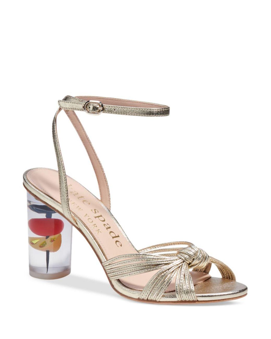 Kate Spade Happy Hour Ankle Strap High Heel Sandals in Metallic Lyst