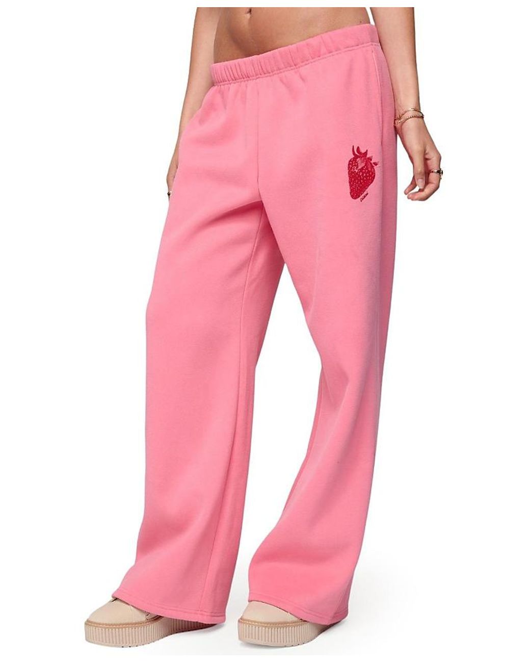 Edikted Pink Strawberry Babe Sweatpants