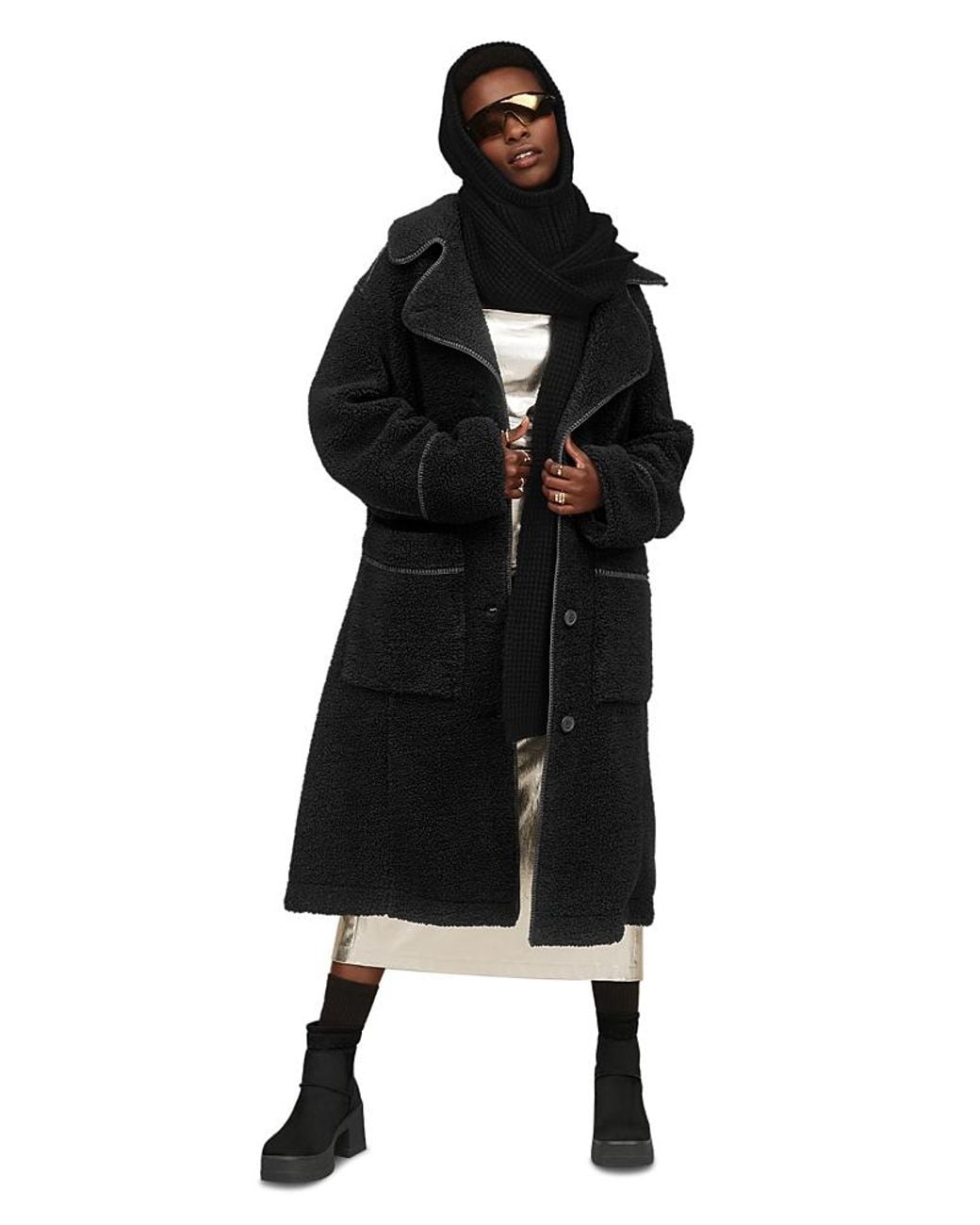 Ugg Black Sema Fluff Coat Coat