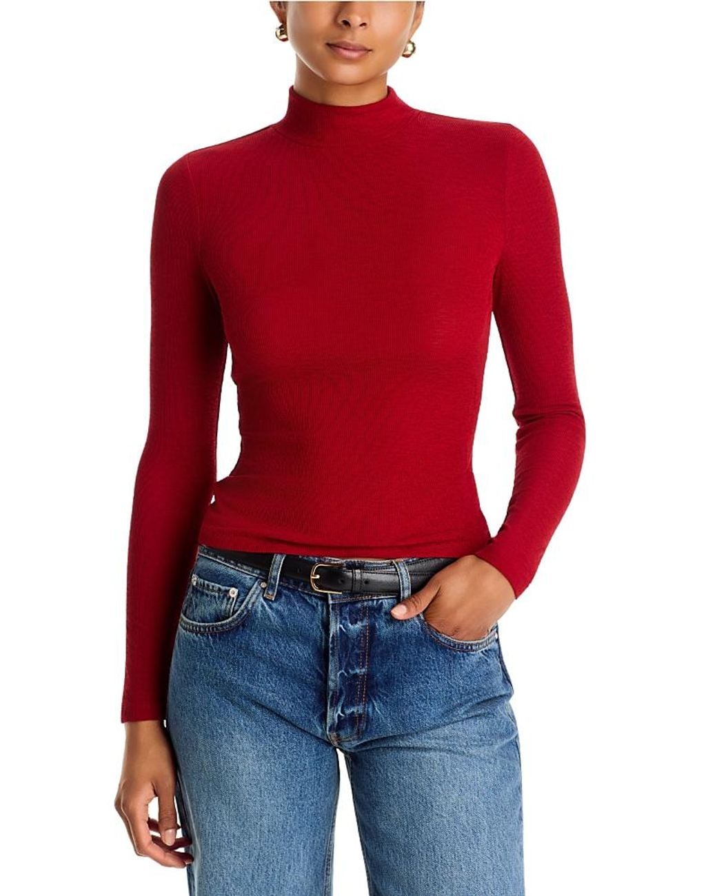 Veronica Beard Red Wyeth Turtleneck Top
