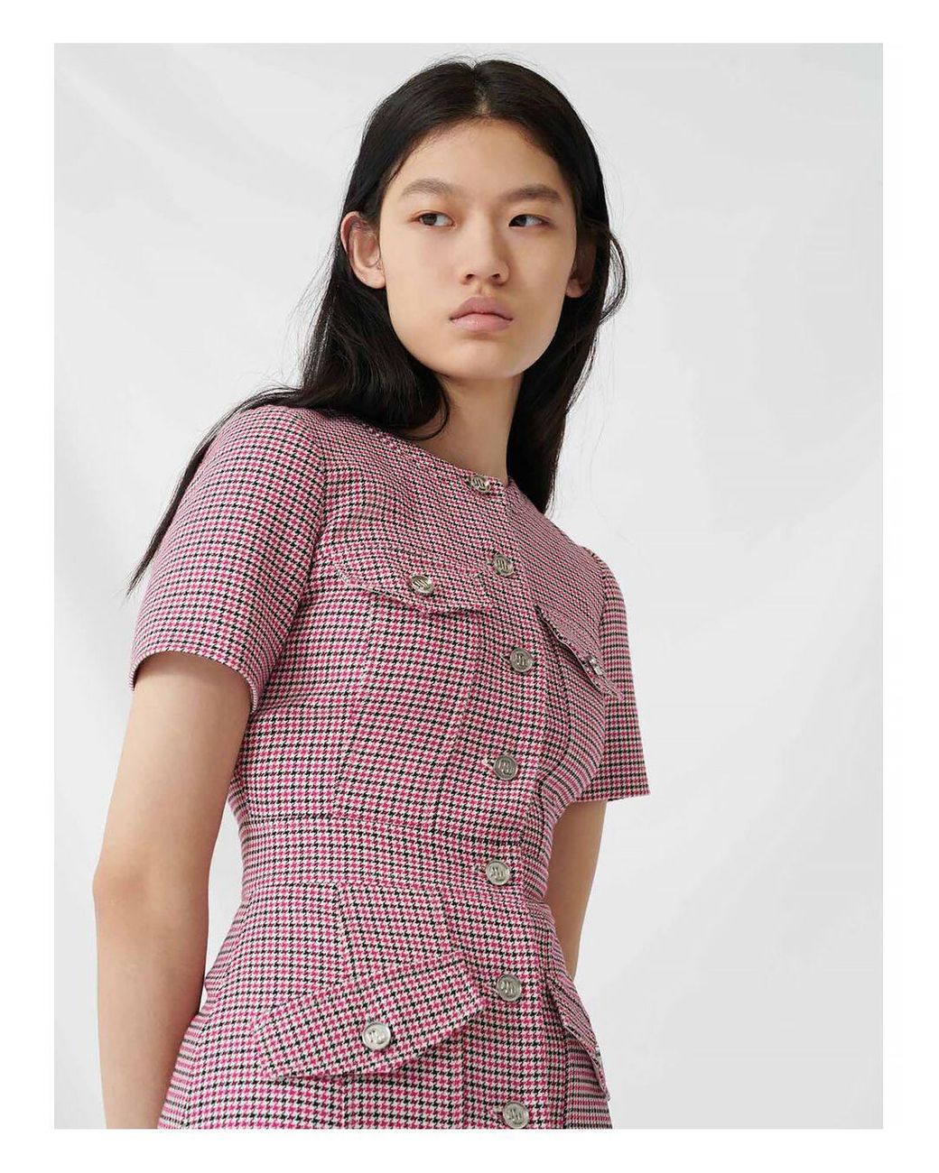 Maje Cotton Rida Dress in Fuchsia 