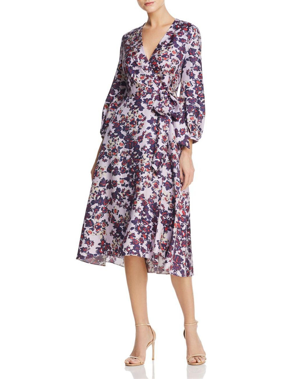 Whistles Floral Silk Wrap Dress in Purple | Lyst