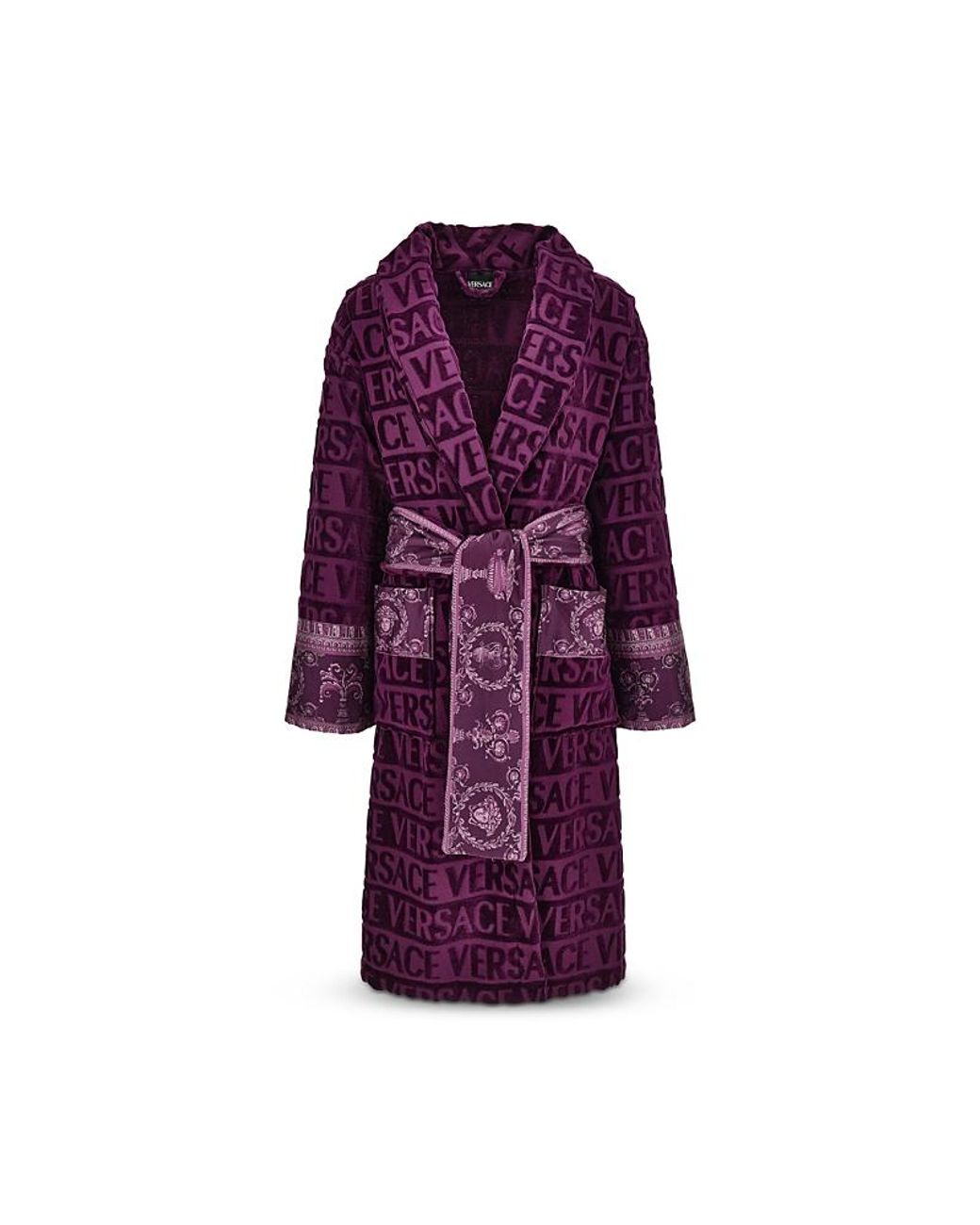 Versace Robe Designs Versace I Heart Baroque Cotton Terry Robe in Purple | Lyst