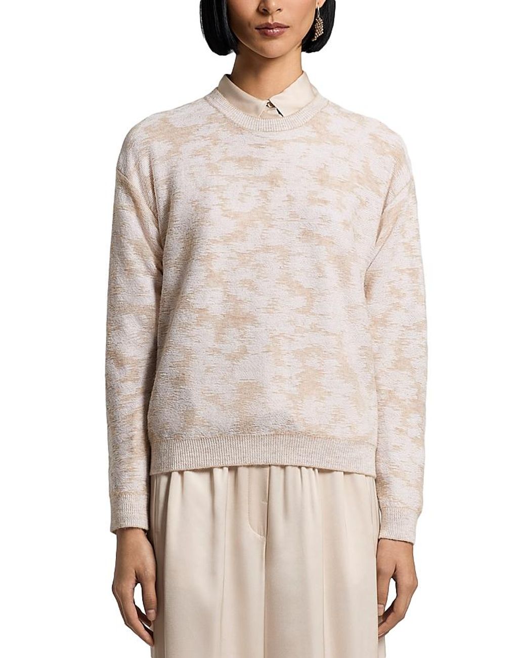 Peserico White Knitted Micro Sequin Sweater