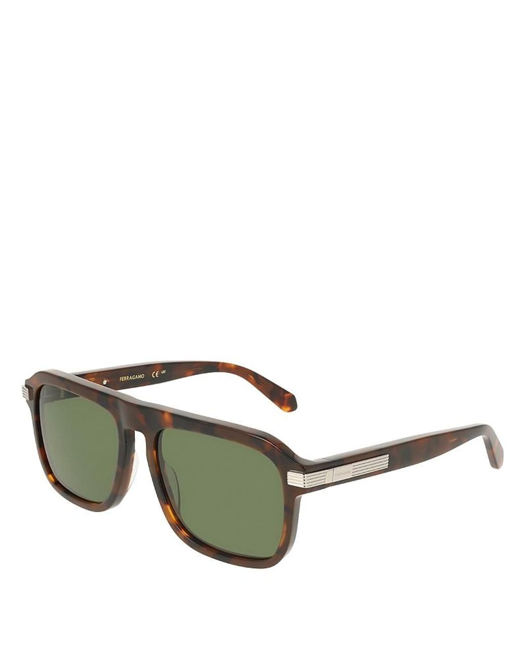Ferragamo Green Solid Square Sunglasses, 57Mm