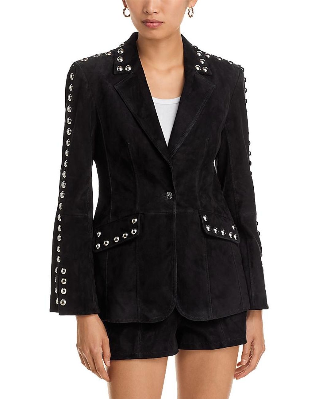 Cinq À Sept Black Studded Suede Milly Jacket