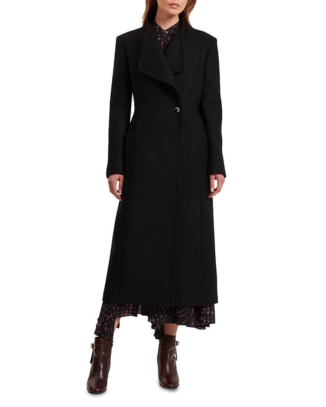 Ted Baker Black Mindee Wool Blend Coat
