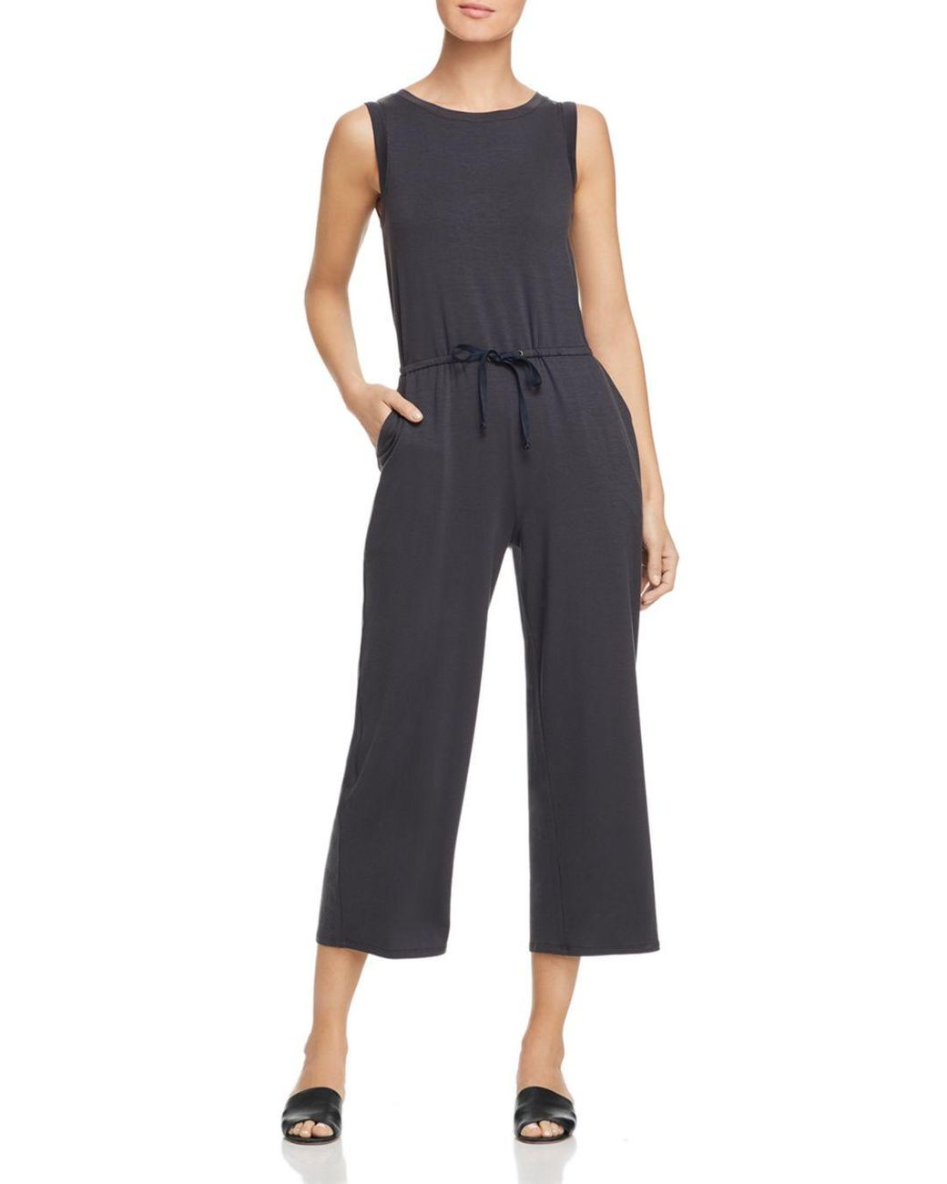 Eileen Fisher Synthetic Cropped Wide - Leg Jumpsuit in Graphite (Black ...
