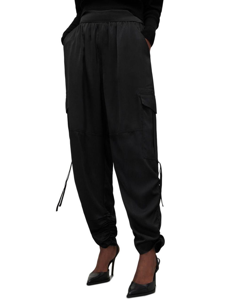 AllSaints Kaye Oversized Cargo Pants in Black | Lyst