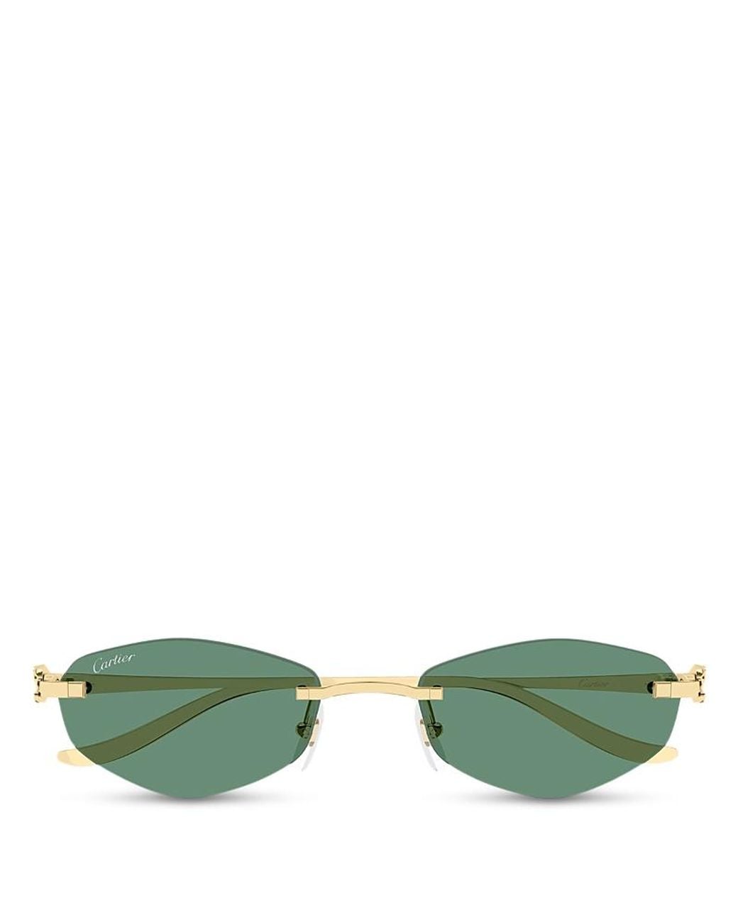 Cartier Green Rectangular Sunglasses, 55Mm