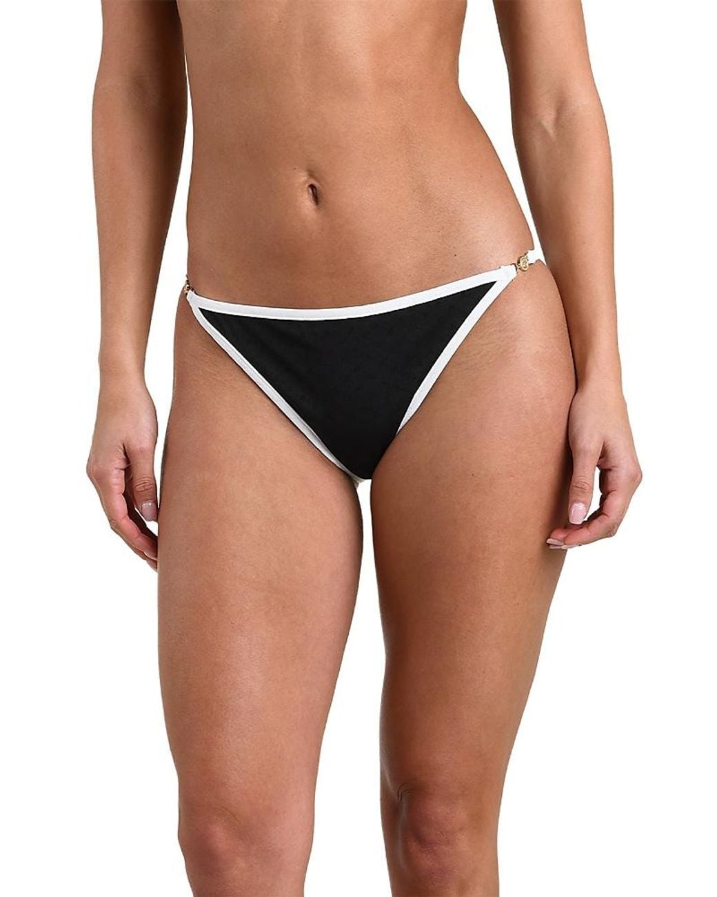 L'Agence Black Fine Line String Bikini Bottom