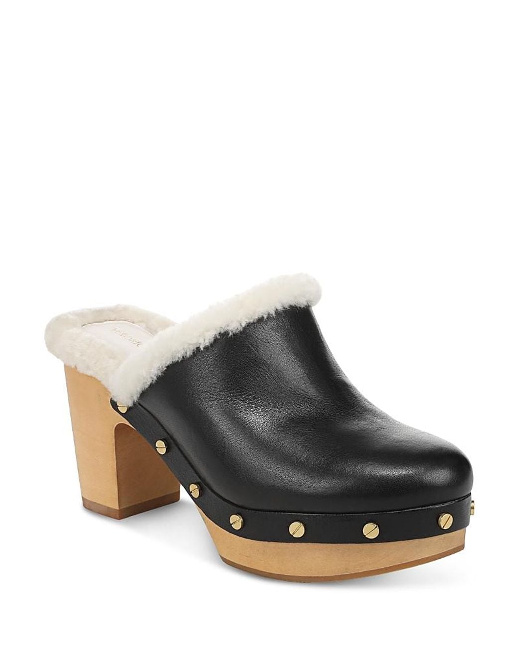Veronica Beard Brown Larken Shearling Lined Leather Clogs