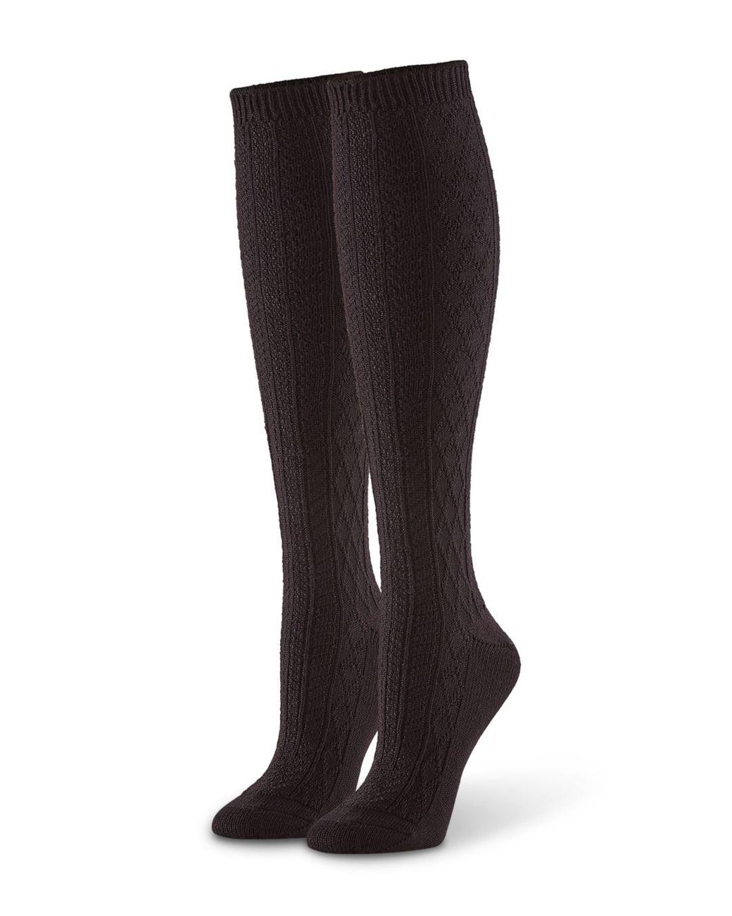 Hue Synthetic Cable Knit Knee Socks In Black Lyst 