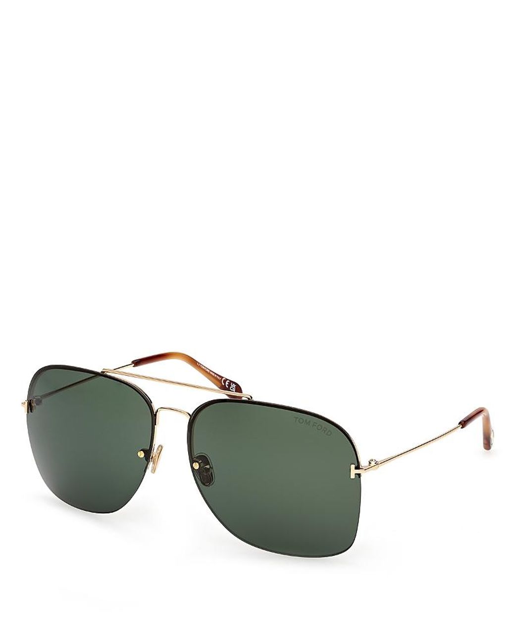 Tom Ford Green Pilot Sunglasses, 64Mm