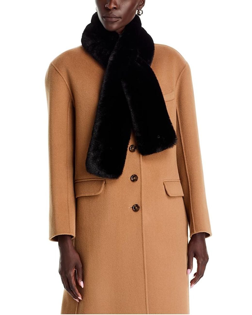 Echo Black Long Faux Fur Pull Through Scarf