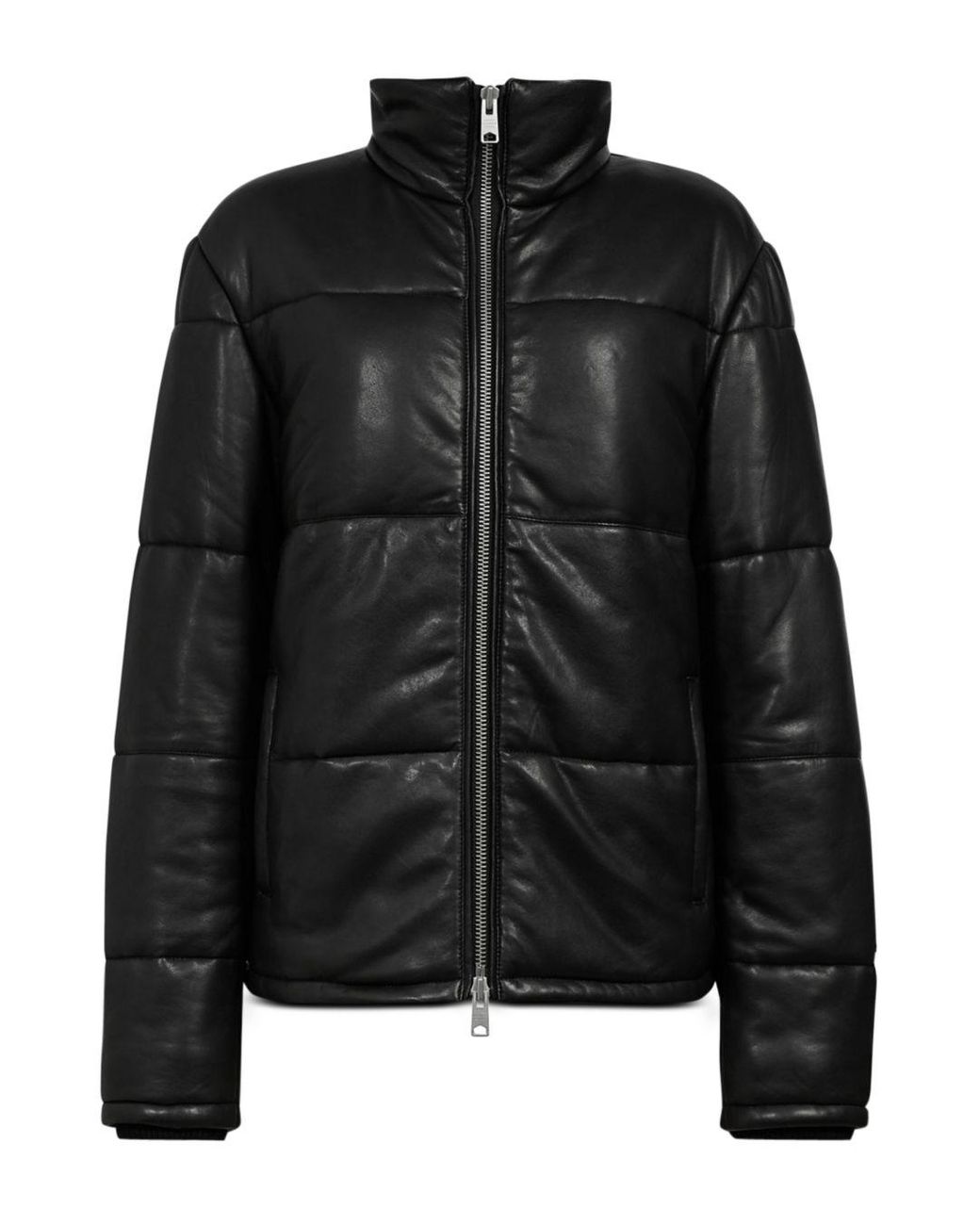 AllSaints Coronet Leather Puffer Jacket in Black for Men | Lyst