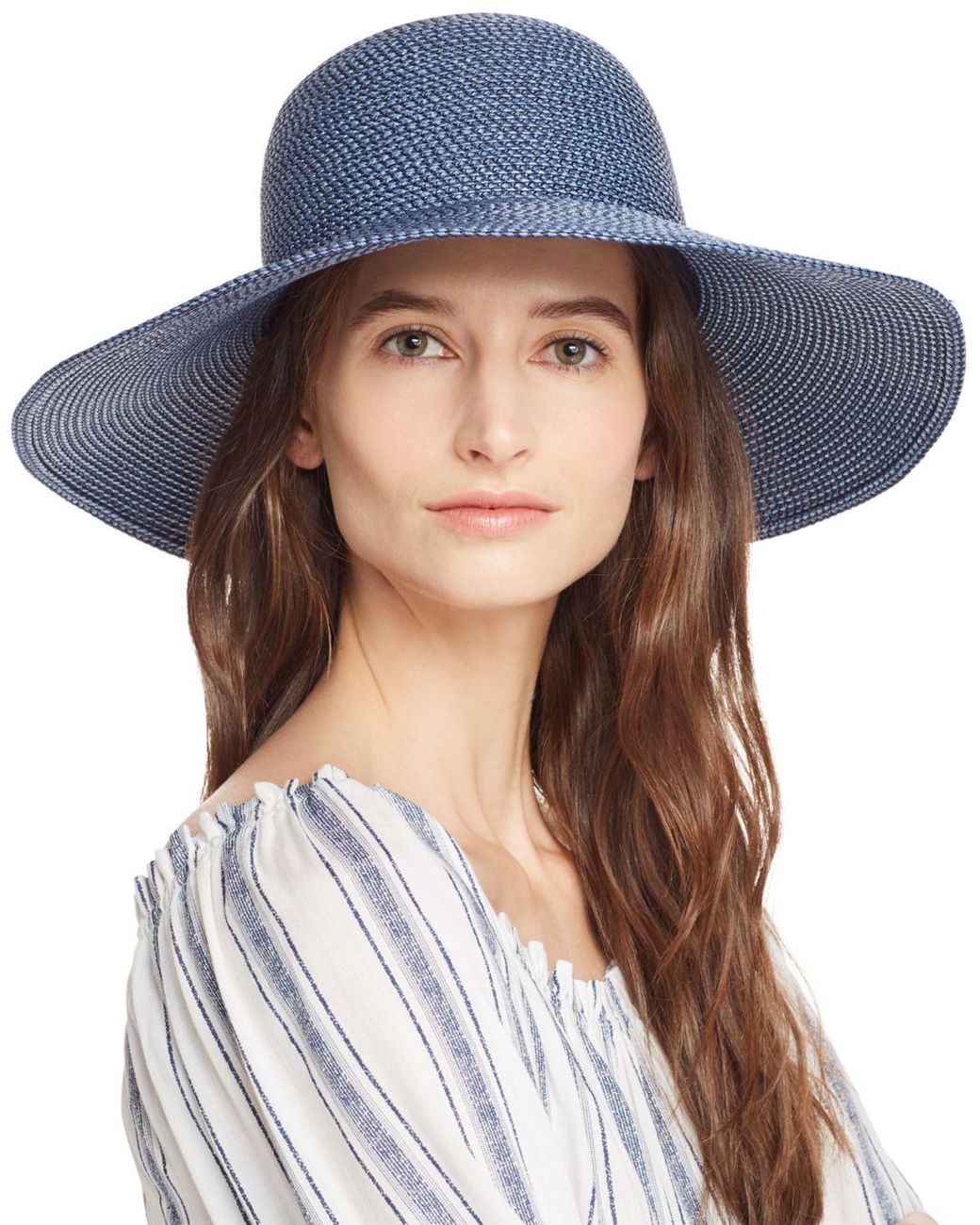 Eric javits hampton straw sun hat in indigo blue lyst