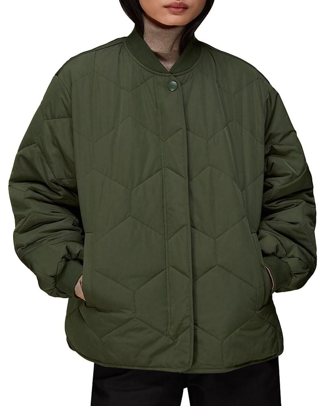 Whistles Green Ida Short Quilted Jacket