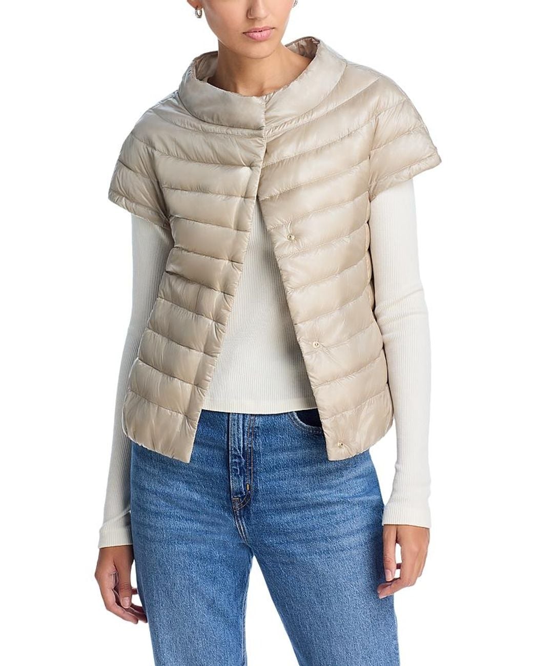 Herno Blue Emelia Cap Sleeve Puffer Jacket