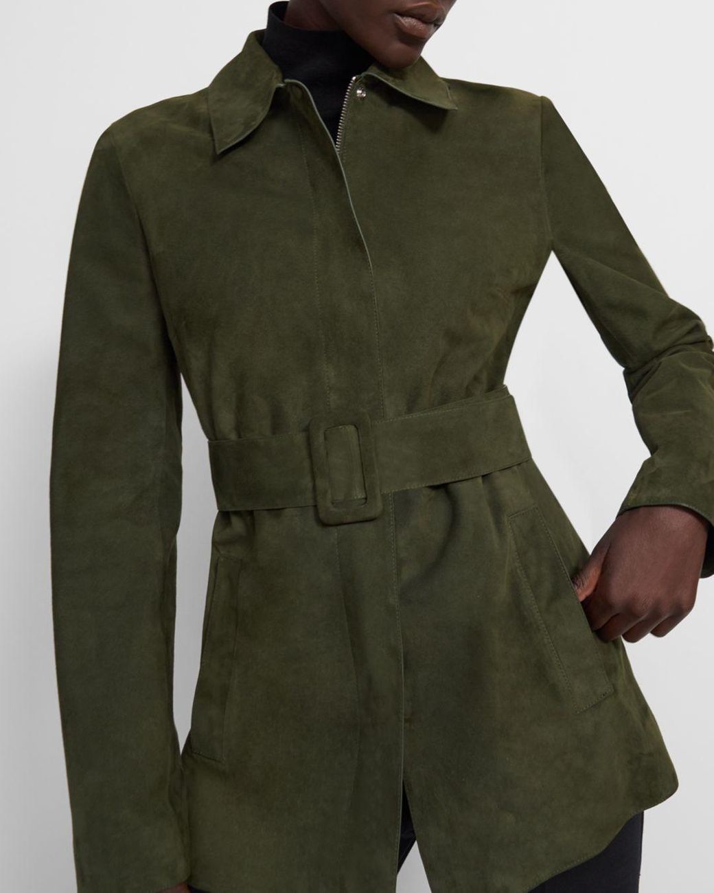 Theory Belted Suede Utility Jacket in 