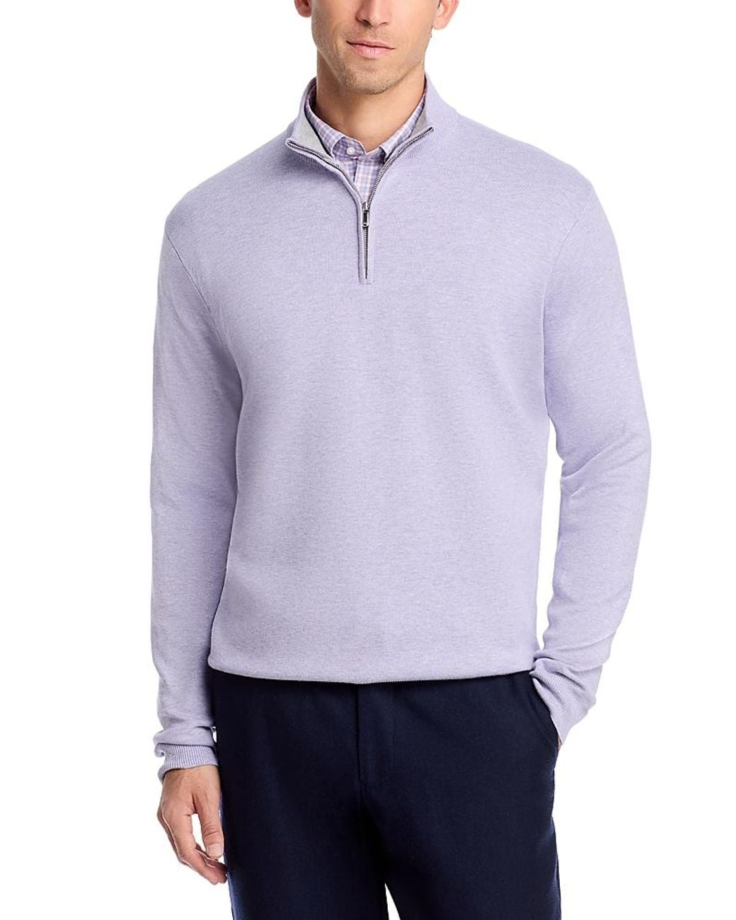 Peter Millar Purple Quarter Zip Sweater for men