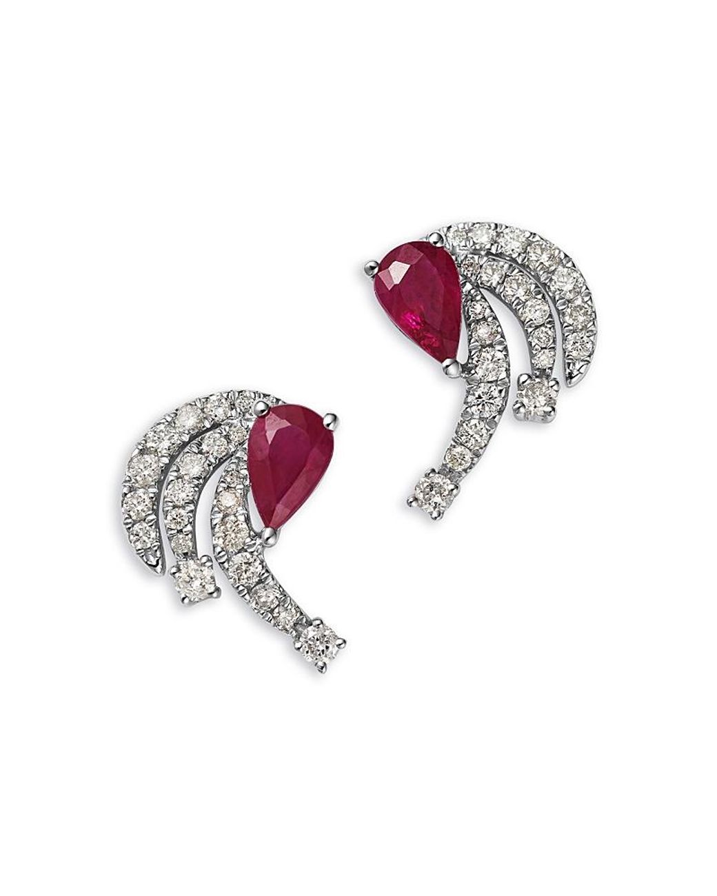 Bloomingdale's Fine Collection White Ruby & Diamond Stud Earrings