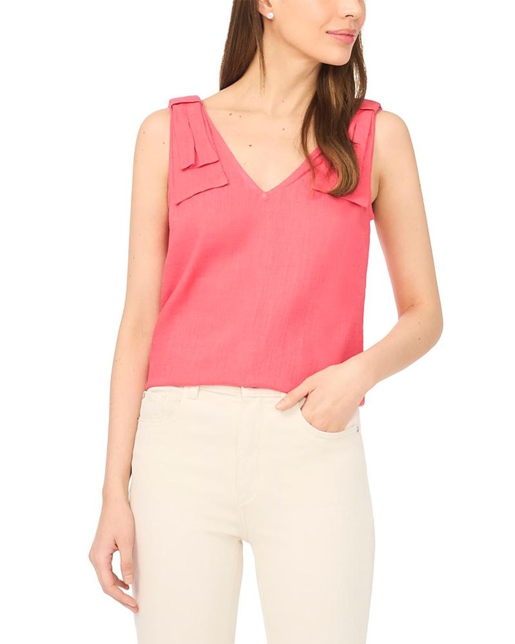 Cece Pink Bow Shoulder Tank