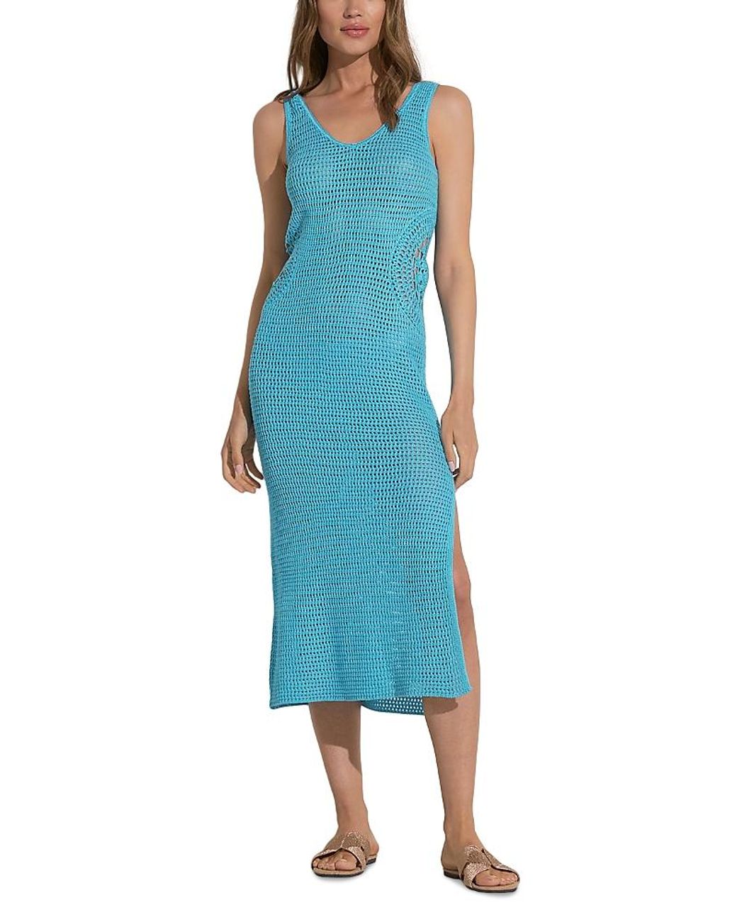 Elan Maxi Crochet Tank Swim Cover Up Dress in Blue Lyst