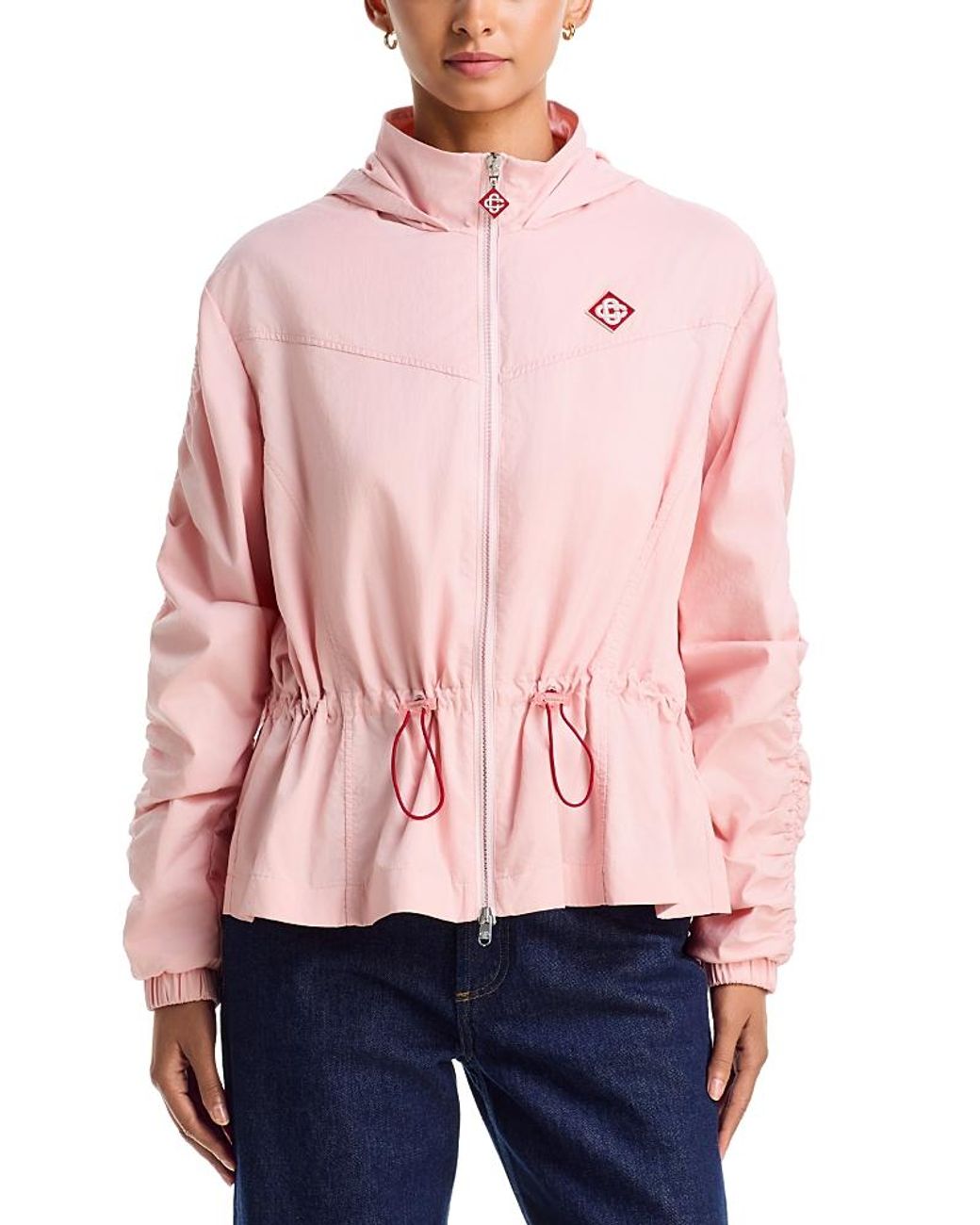 Casablanca Red Ruched Drawstring Windbreaker Jacket
