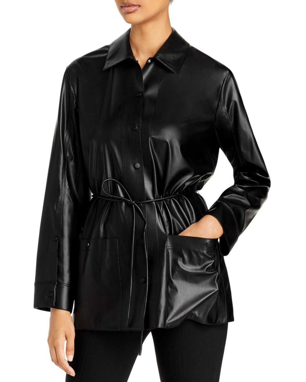 Theory P.paper Faux Leather Shirt 