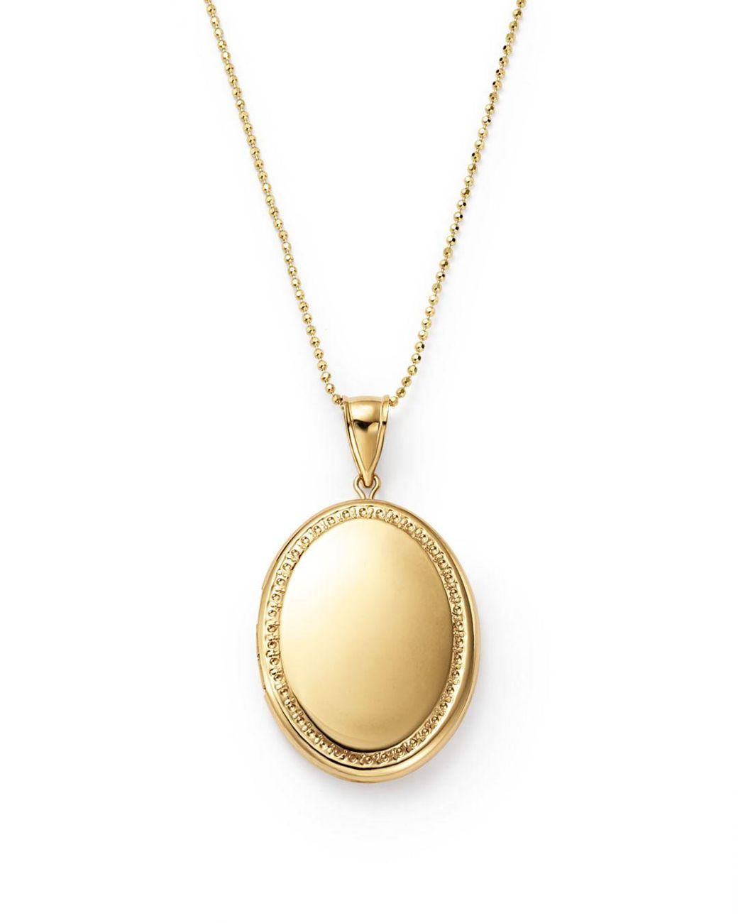 14k Yellow Gold Oval Locket Necklace 